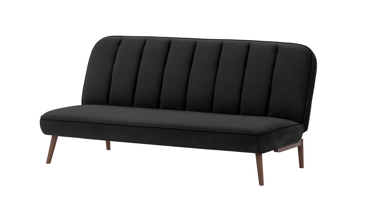 Canapé convertible click-clack Lull, noir - Velluto 20, Couleur des pieds: Chêne foncé