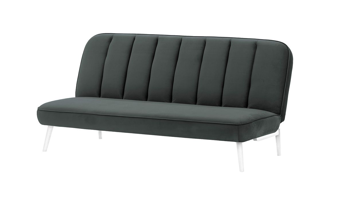 Canapé convertible click-clack Lull, graphite - Velluto 19, Couleur des pieds: Blanc