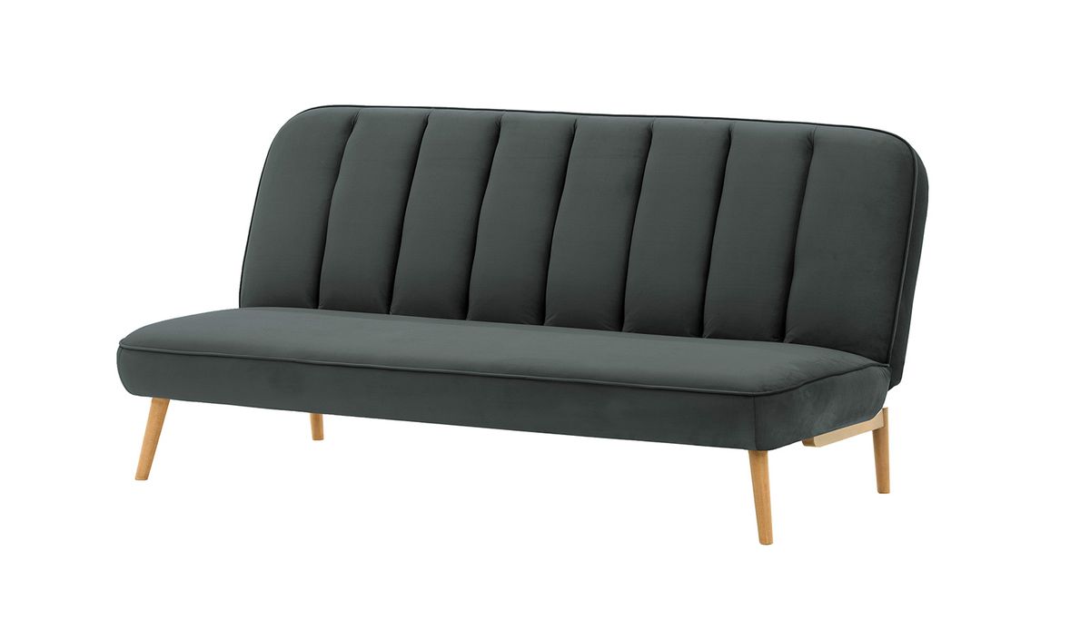 Canapé convertible click-clack Lull, graphite - Velluto 19, Couleur des pieds: Chêne clair