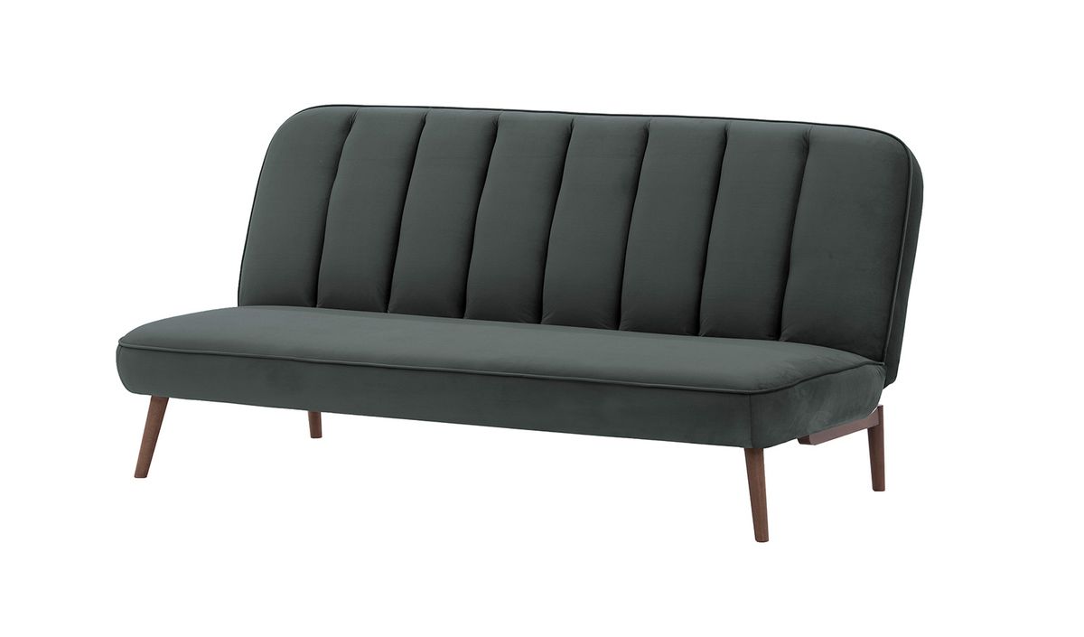 Canapé convertible click-clack Lull, graphite - Velluto 19, Couleur des pieds: Chêne foncé