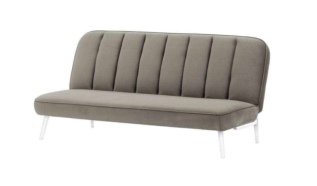 Canapé convertible click-clack Lull, gris éléphant - Velluto 17, Couleur des pieds: Blanc