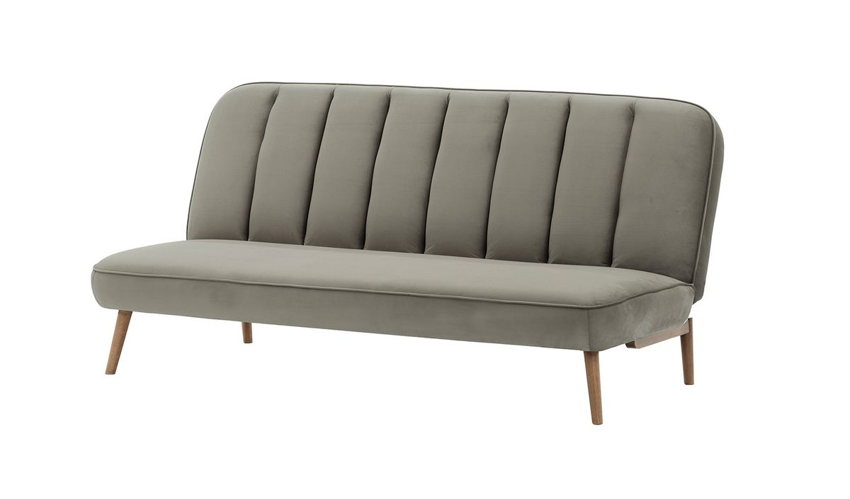 Canapé convertible click-clack Lull, gris éléphant - Velluto 17, Couleur des pieds: Noir wax