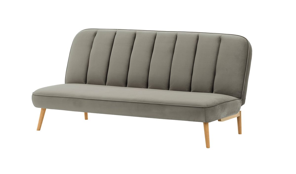 Canapé convertible click-clack Lull, gris éléphant - Velluto 17, Couleur des pieds: Chêne clair