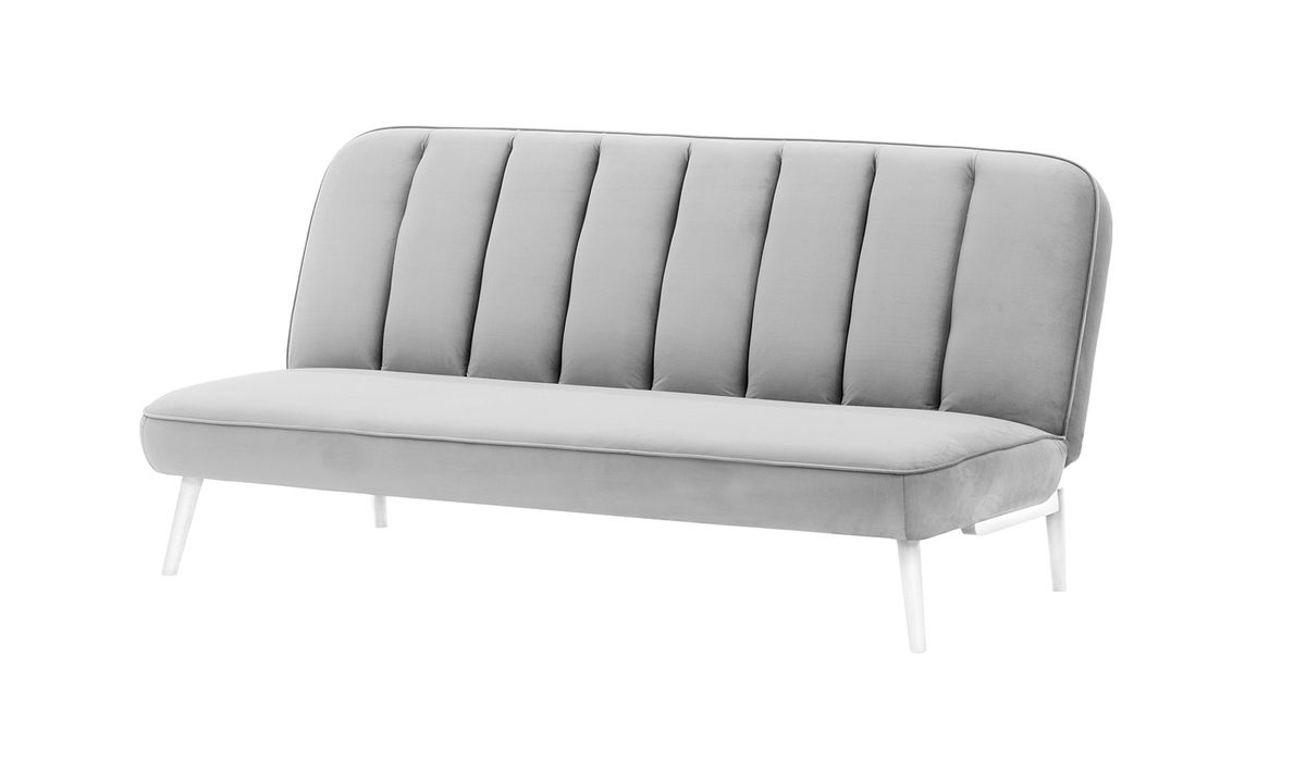 Canapé convertible click-clack Lull, gris clair - Velluto 15, Couleur des pieds: Blanc