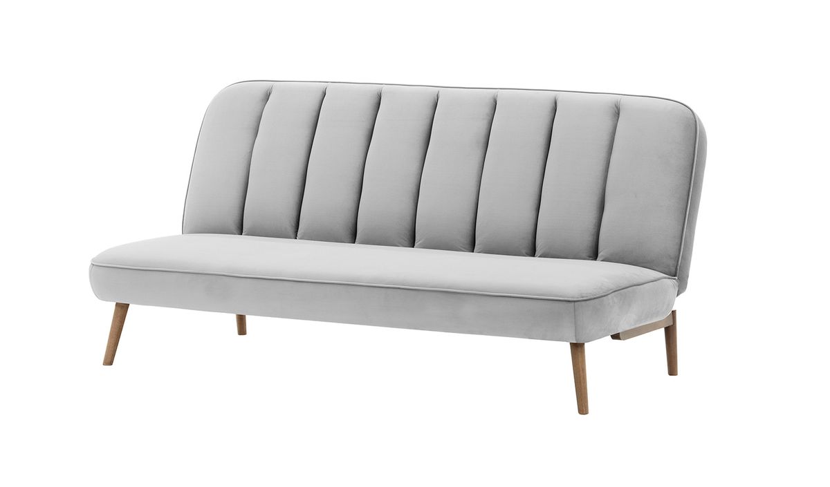 Canapé convertible click-clack Lull, gris clair - Velluto 15, Couleur des pieds: Noir wax