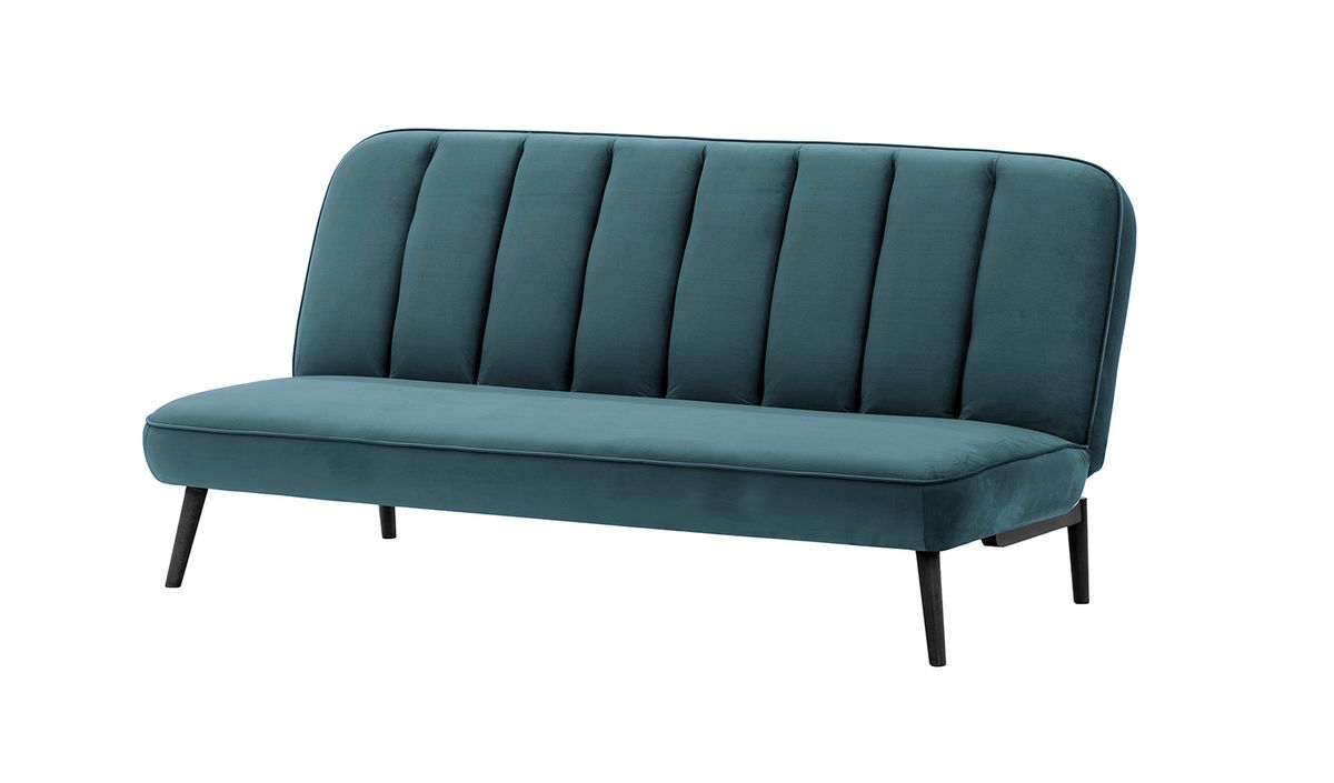 Canapé convertible click-clack Lull, bleu - Velluto 12, Couleur des pieds: Noir