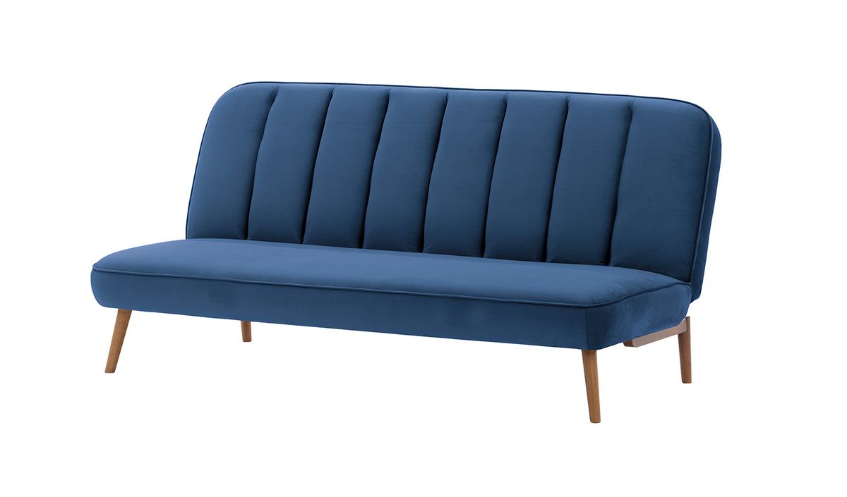 Canapé convertible click-clack Lull, bleu - Velluto 11, Couleur des pieds: aveo