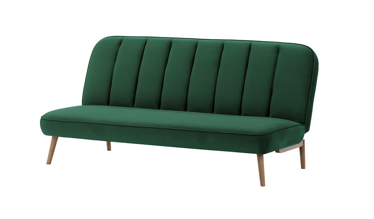 Canapé convertible click-clack Lull, vert foncé - Velluto 10, Couleur des pieds: Noir wax
