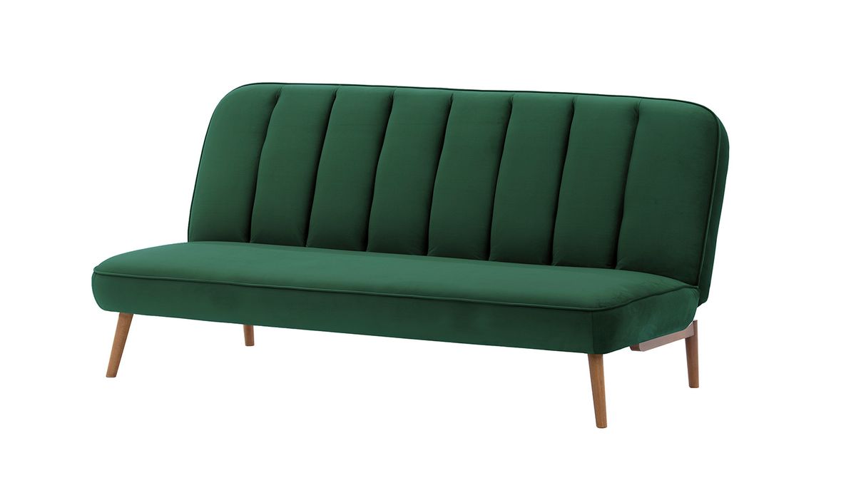 Canapé convertible click-clack Lull, vert foncé - Velluto 10, Couleur des pieds: aveo