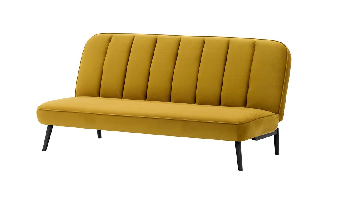 Canapé convertible click-clack Lull, moutarde - Velluto 8, Couleur des pieds: Noir
