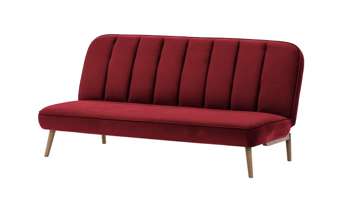 Canapé convertible click-clack Lull, rouge - Velluto 7, Couleur des pieds: Noir wax