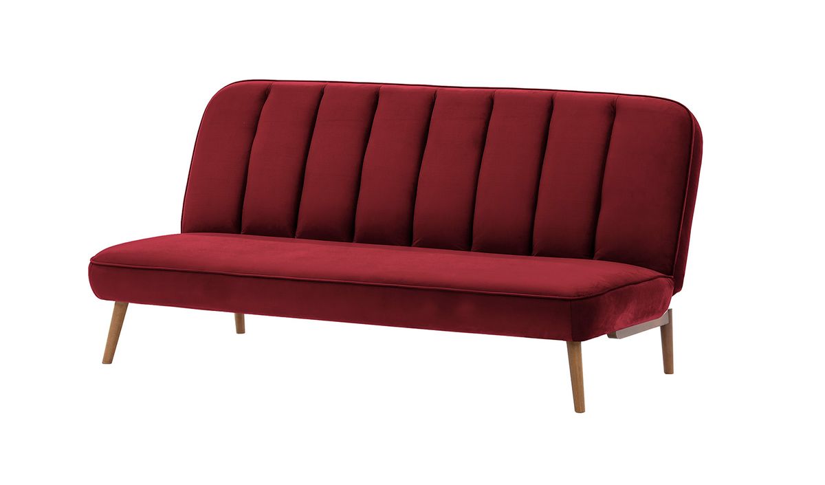 Canapé convertible click-clack Lull, rouge - Velluto 7, Couleur des pieds: aveo