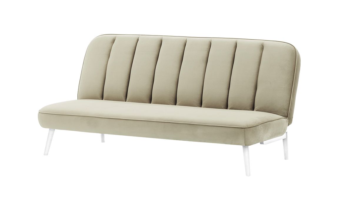 Canapé convertible click-clack Lull, beige - Velluto 3, Couleur des pieds: Blanc