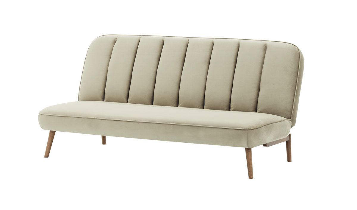 Canapé convertible click-clack Lull, beige - Velluto 3, Couleur des pieds: Noir wax