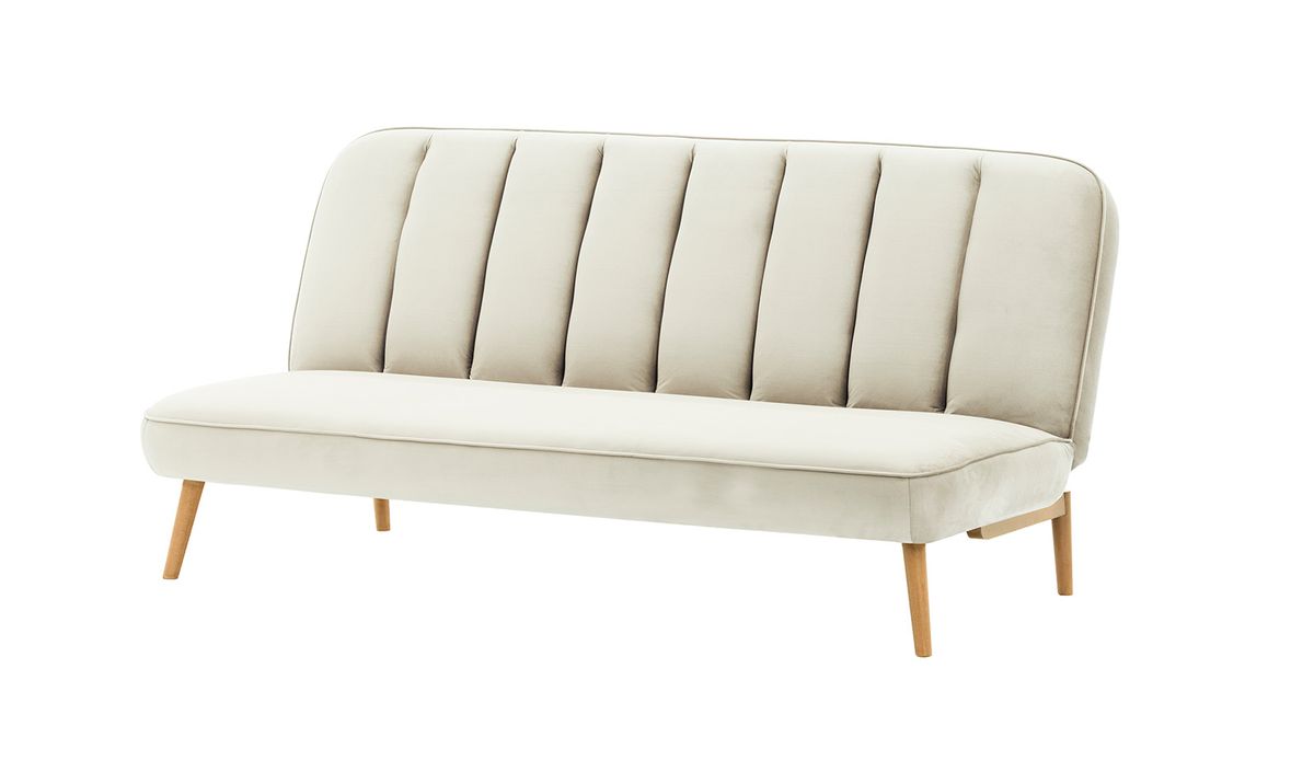 Canapé convertible click-clack Lull, beige clair - Velluto 2, Couleur des pieds: Chêne clair