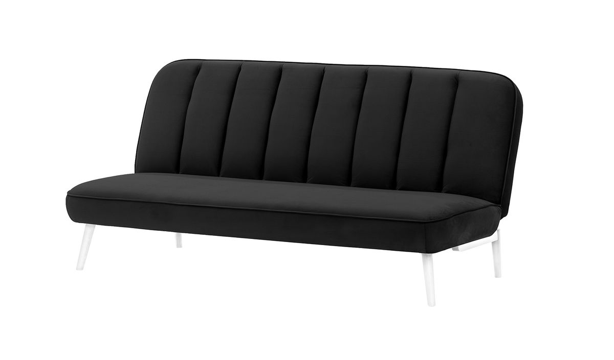 Canapé convertible click-clack Lull, noir - Velluto 20, Couleur des pieds: Blanc