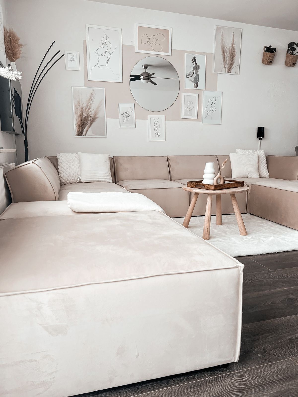 Canapé 4 Places Modulable En U – Velours Côtelé, Mousse 32D, Accoudoirs Larges, Sans Montage, Vert