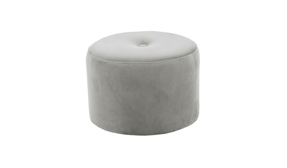 Petit pouf rond Flair - 1 bouton, gris clair - Velluto 15