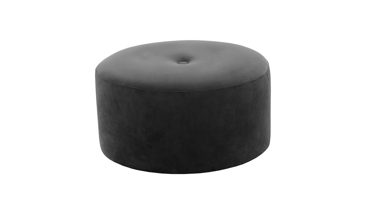 Grand pouf rond Flair - 1 bouton, graphite - Velluto 19