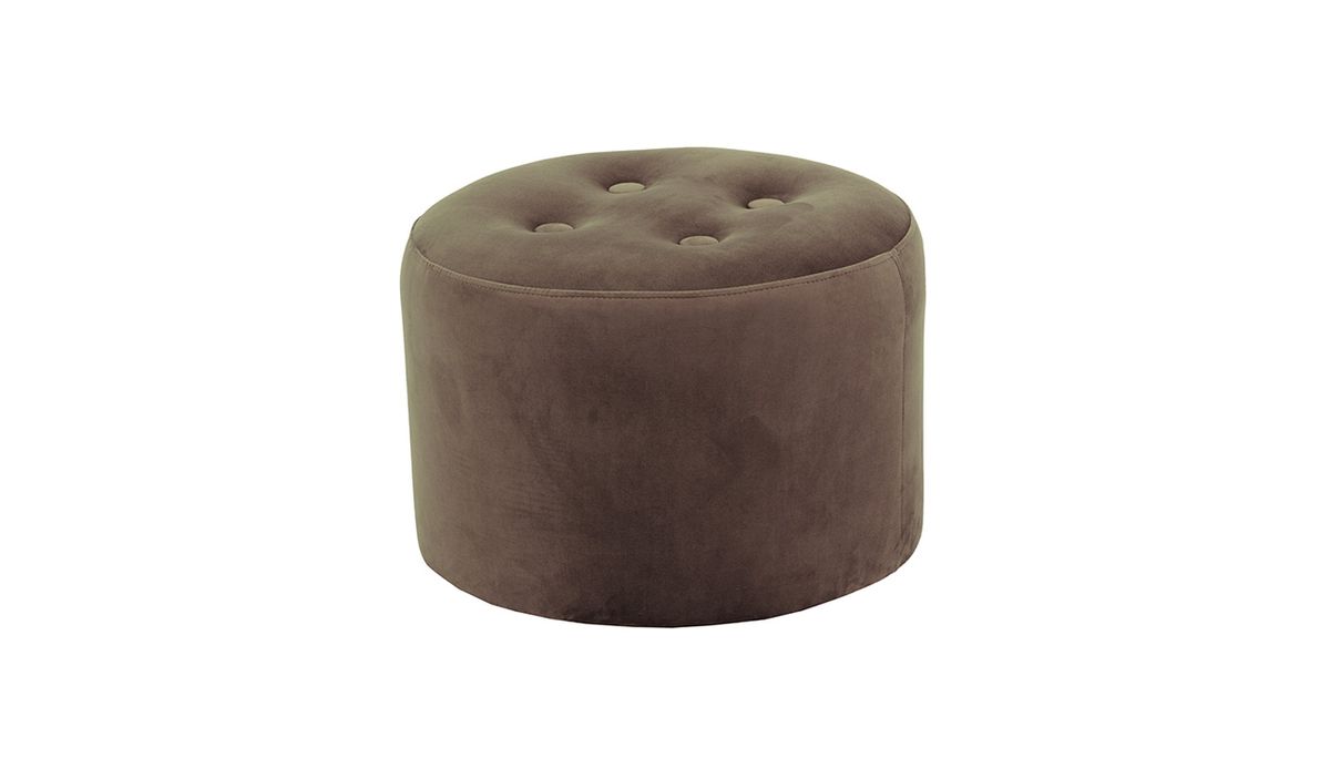 Petit pouf rond Flair - 4 boutons, gris éléphant - Velluto 17