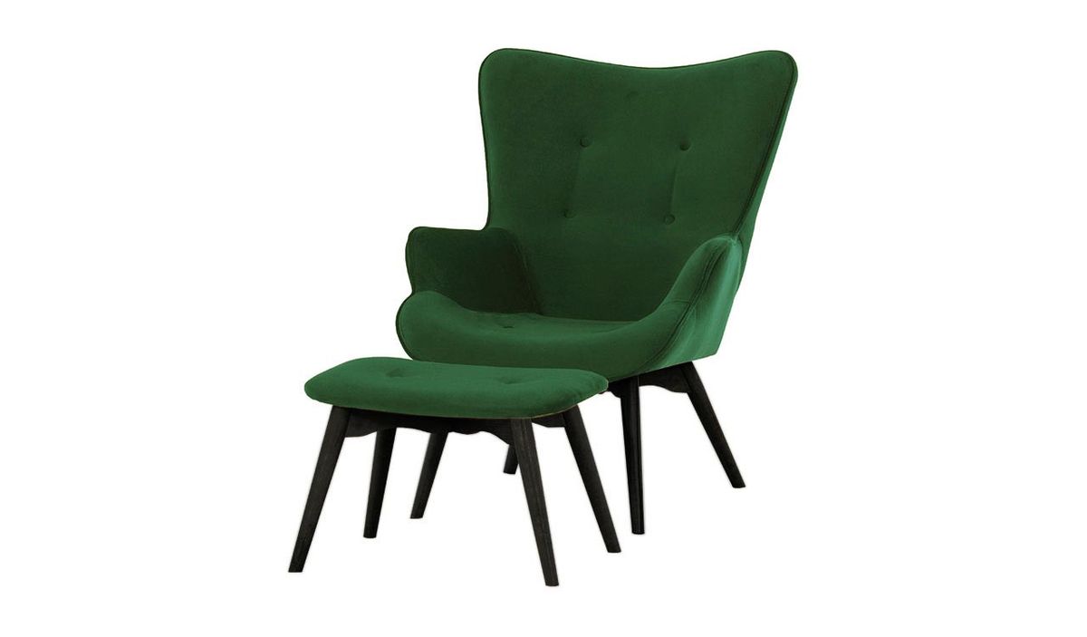 Fauteuil à oreilles avec repose-pied Ducan Velvet