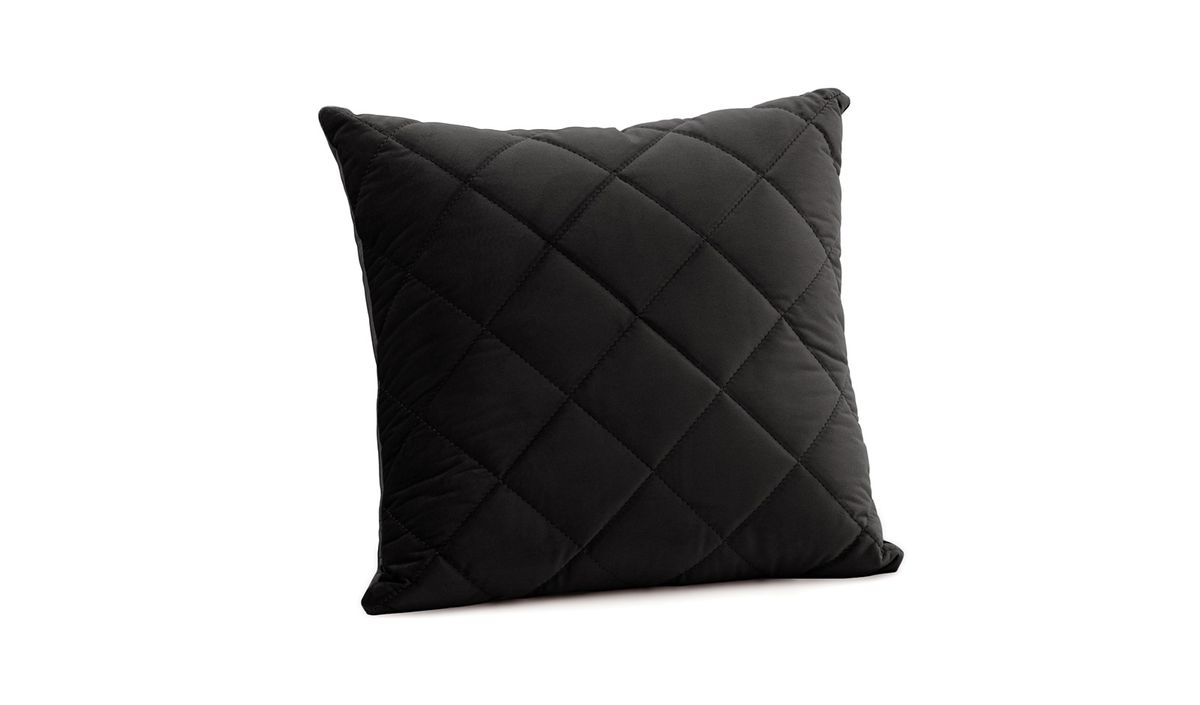 Coussin en velours matelassé 45x45 cm, noir - Velluto 20
