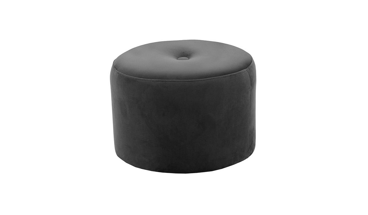 Petit pouf rond Flair - 1 bouton, graphite - Velluto 19