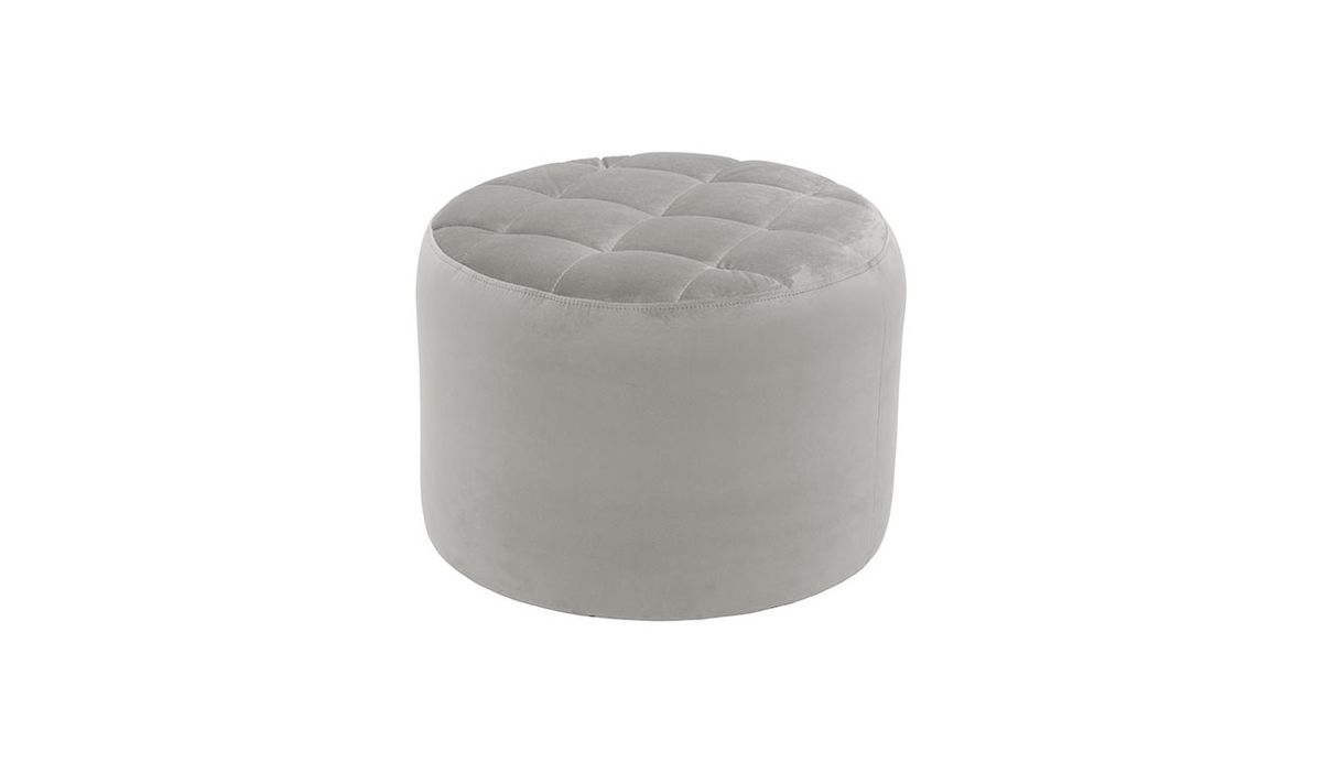 Petit pouf rond avec coutures Flair, gris clair - Velluto 15