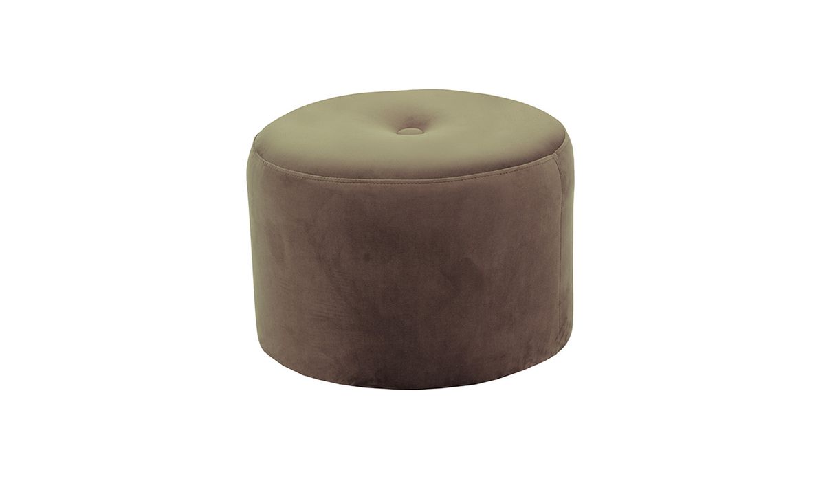 Petit pouf rond Flair - 1 bouton, gris éléphant - Velluto 17