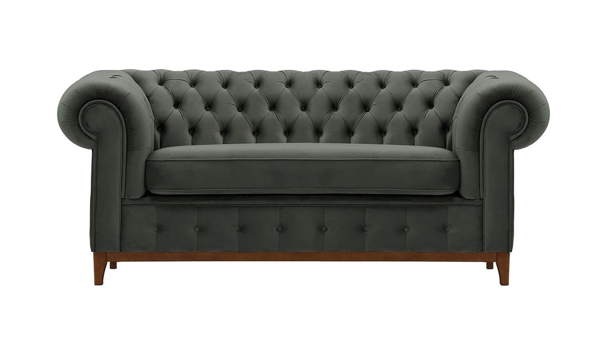 Canapé deux places Chesterfield Grand, graphite - Velluto 19, Couleur des pieds: aveo