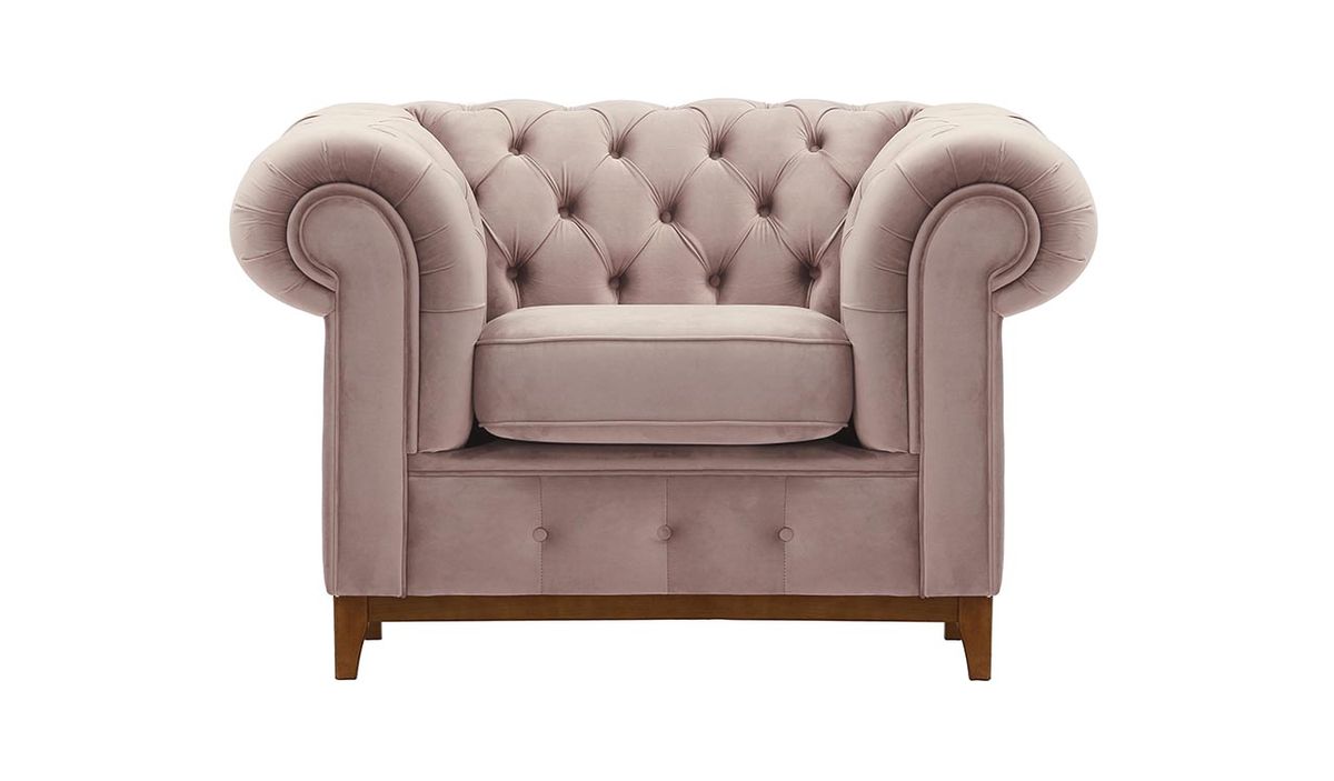 Fauteuil Chesterfield Grand, lila/rose - Velluto 14, Couleur des pieds: aveo