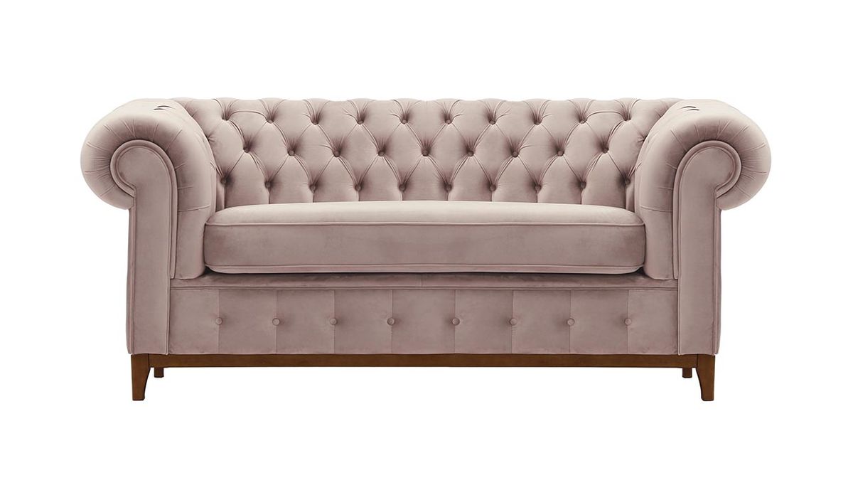 Canapé deux places Chesterfield Grand, lila/rose - Velluto 14, Couleur des pieds: aveo