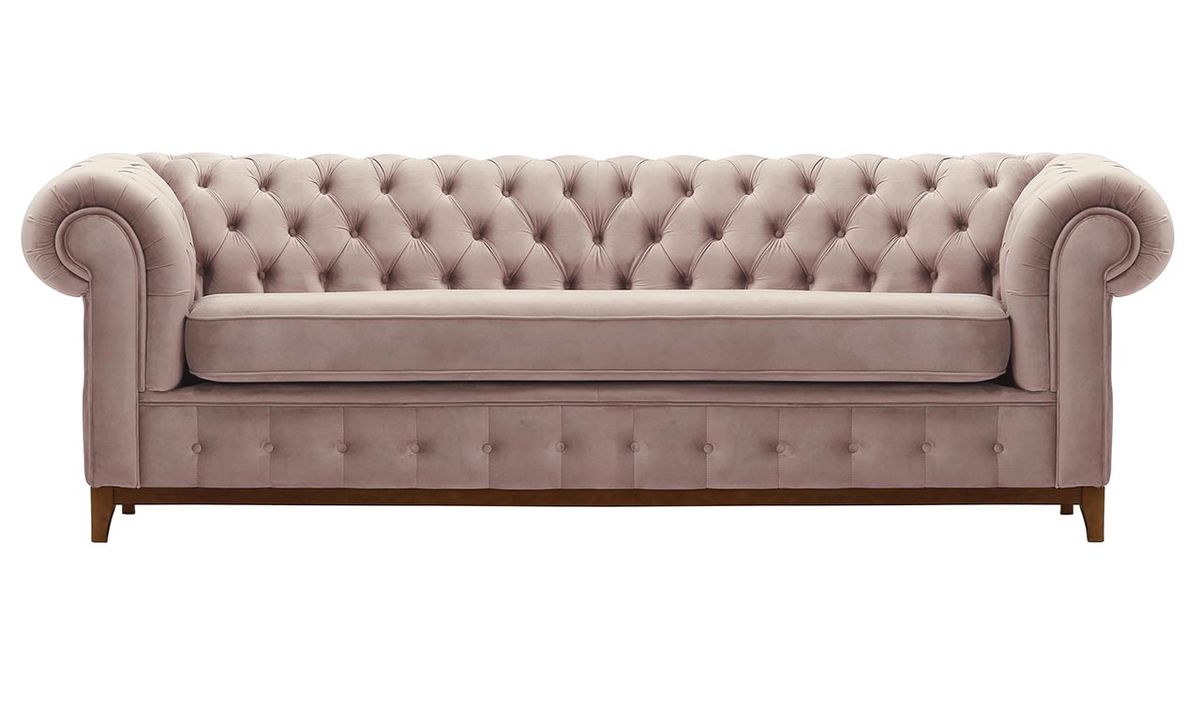 Canapé trois places Chesterfield Grand, lila/rose - Velluto 14, Couleur des pieds: aveo