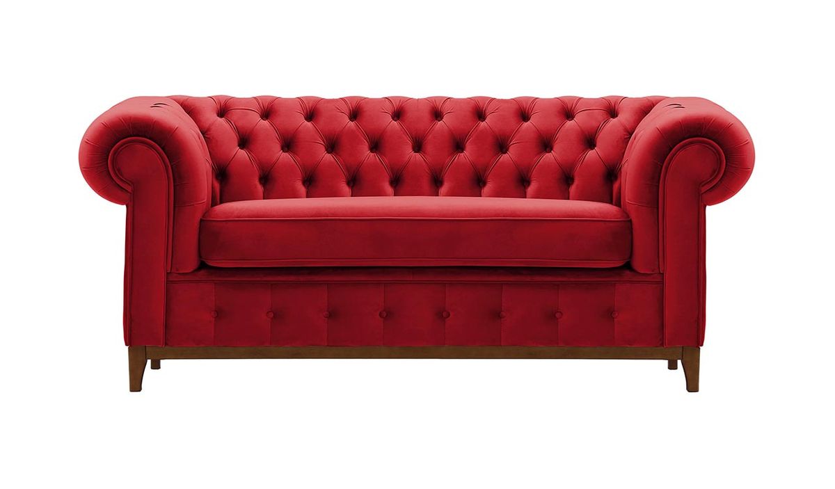 Canapé deux places Chesterfield Grand, rouge - Velluto 7, Couleur des pieds: aveo