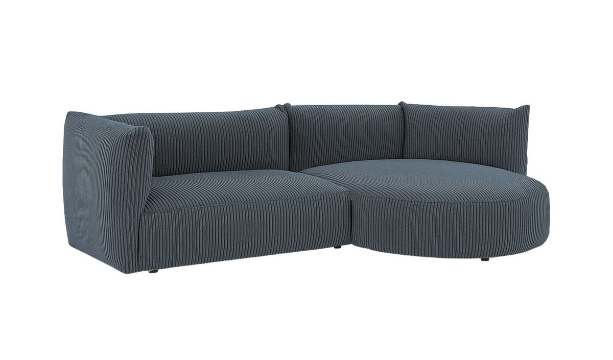 Canapé d’angle droit Mollo moderne avec module ovale, Poso 34 - gris foncé