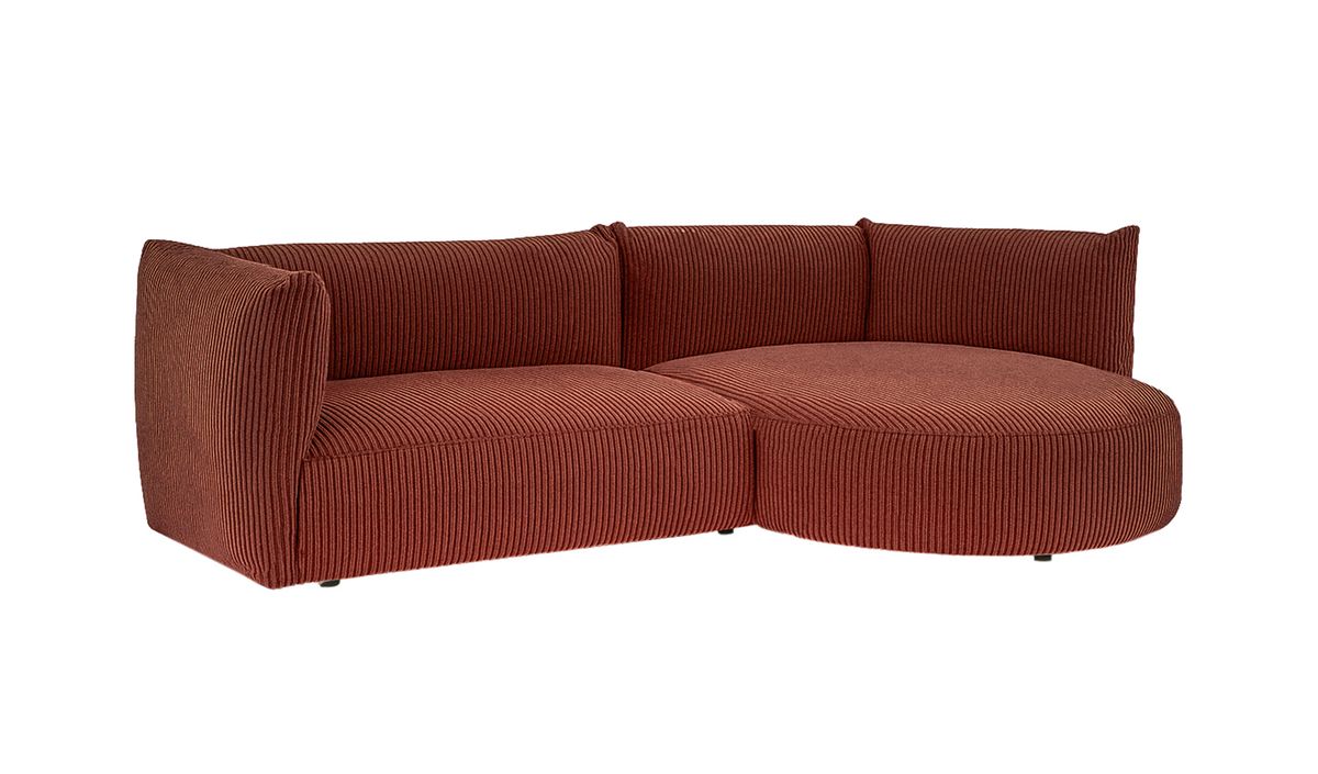 Canapé d’angle droit Mollo moderne avec module ovale, Poso 39 - rouge