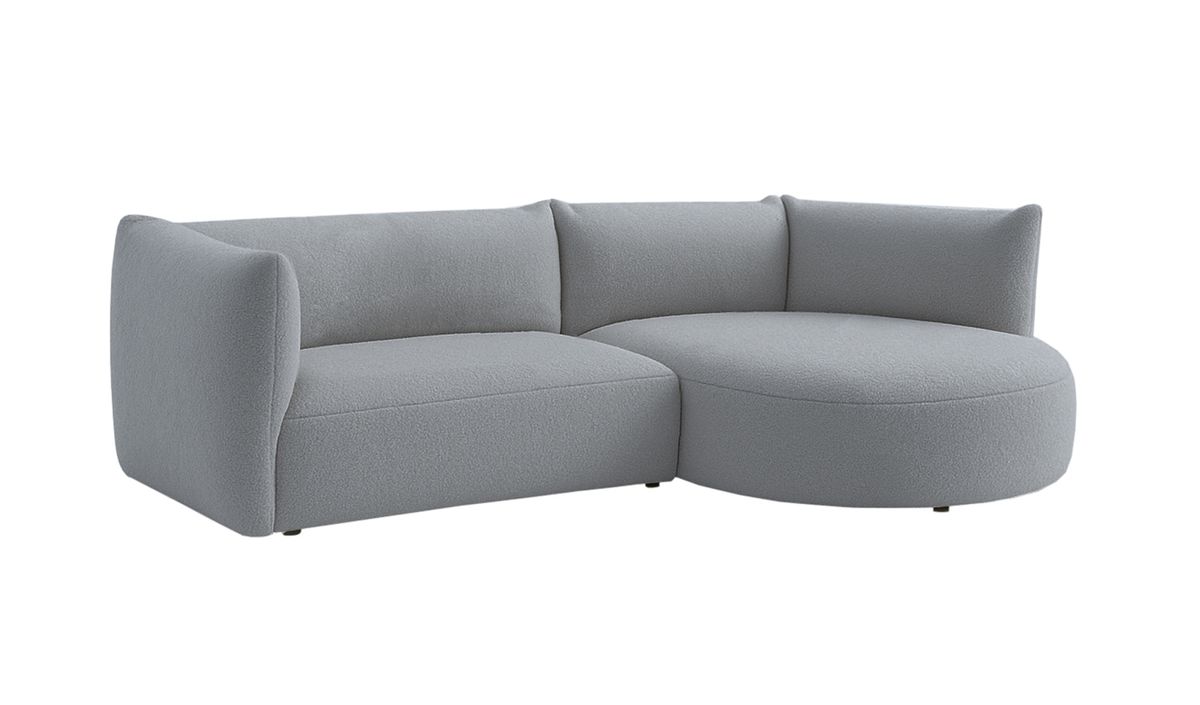 Canapé d’angle droit Mollo moderne avec module ovale, Teddy slate - gris