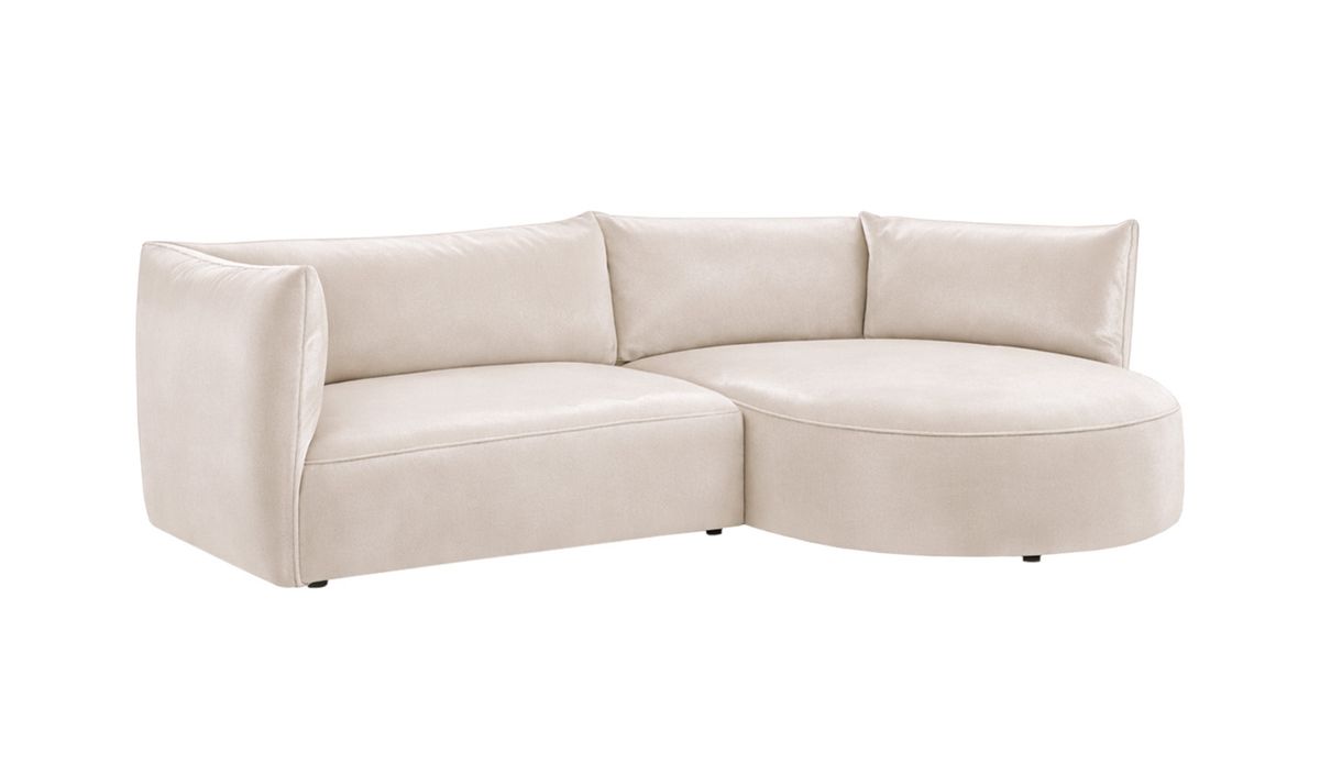 Canapé d’angle droit Mollo moderne avec module ovale, beige clair - Velluto 2