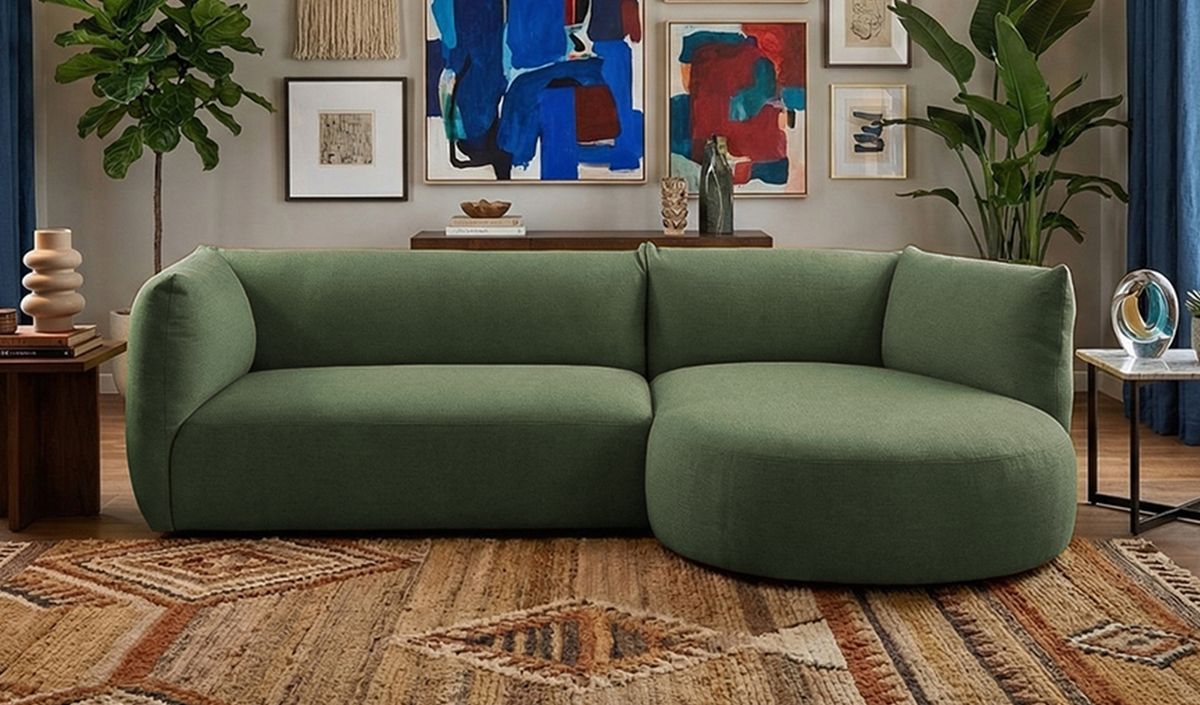 Canapé d’angle droit Mollo moderne avec module ovale