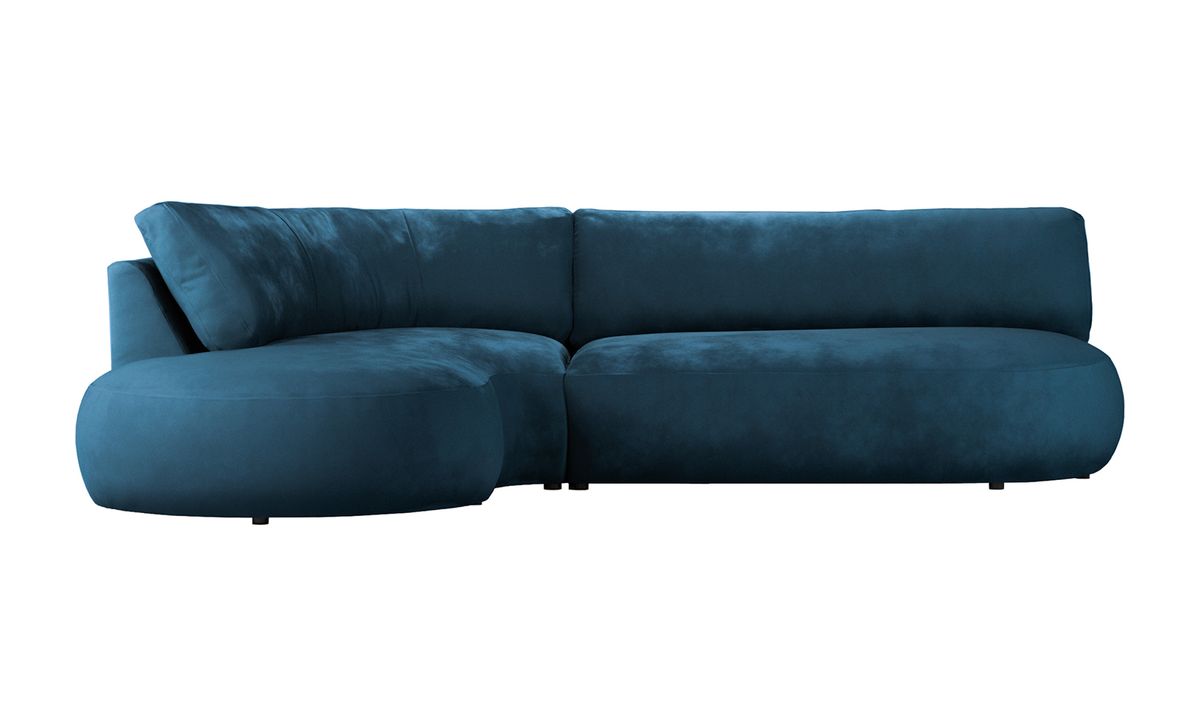 Canapé d’angle gauche minimaliste Ace à forme arrondie, bleu - Velluto 11