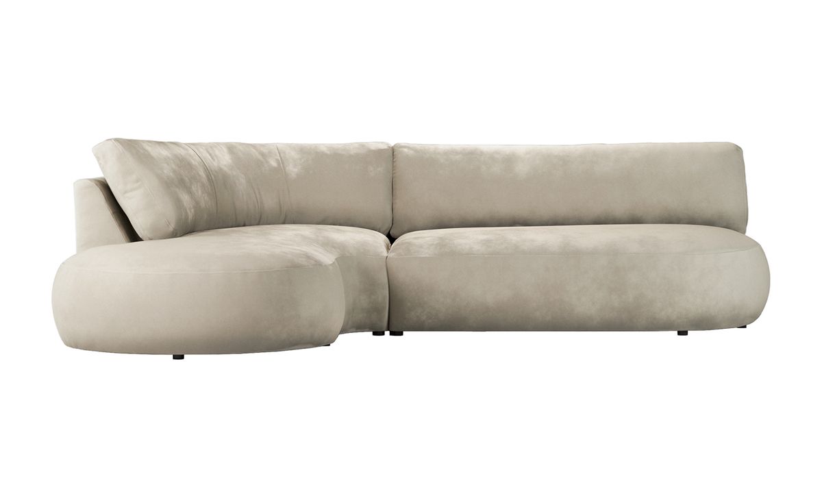 Canapé d’angle gauche minimaliste Ace à forme arrondie, beige clair - Velluto 2