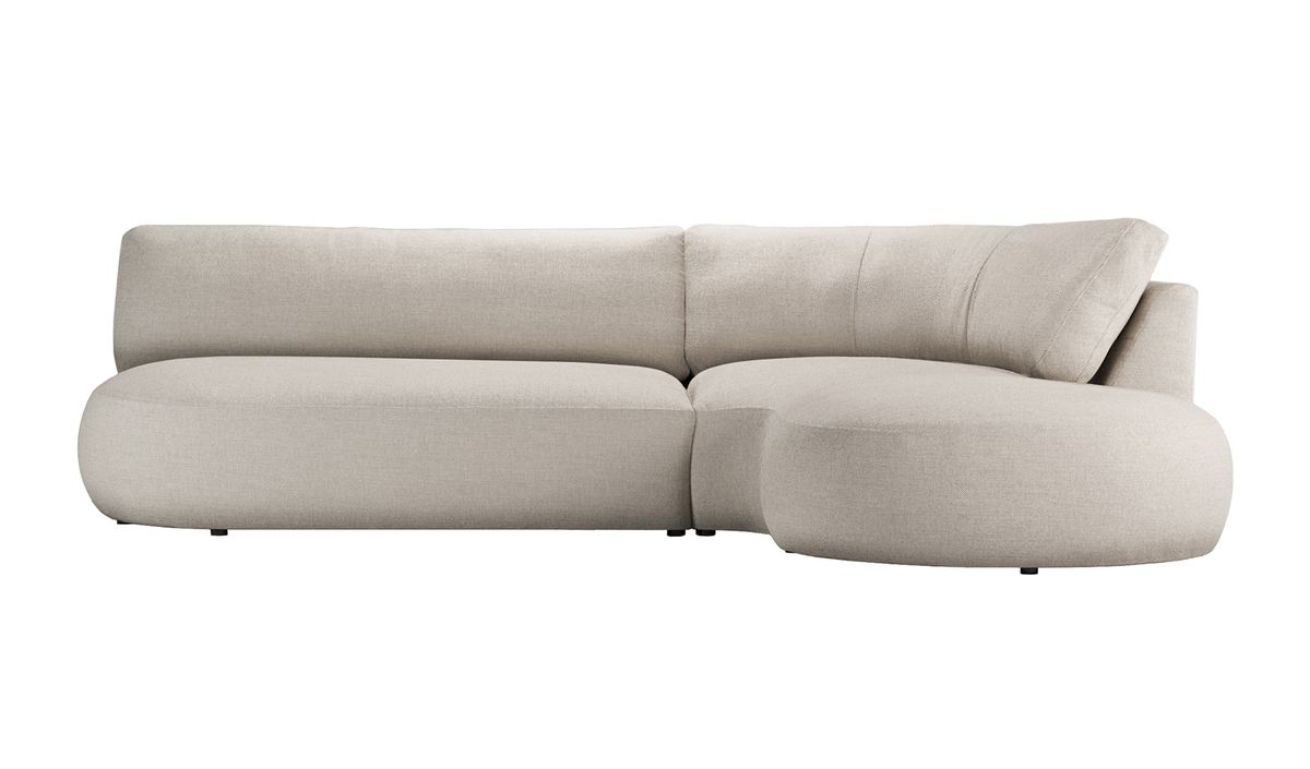 Canapé d’angle droit minimaliste Ace à forme arrondie, Ceriale 238 - beige clair
