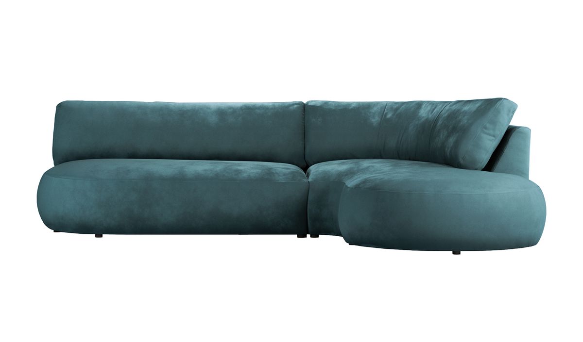 Canapé d’angle droit minimaliste Ace à forme arrondie, bleu - Velluto 12