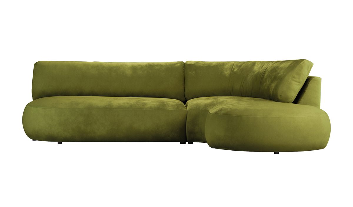 Canapé d’angle droit minimaliste Ace à forme arrondie, olive - Velluto 9