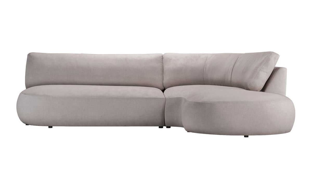 Canapé d’angle droit minimaliste Ace à forme arrondie, Wind 11 - beige