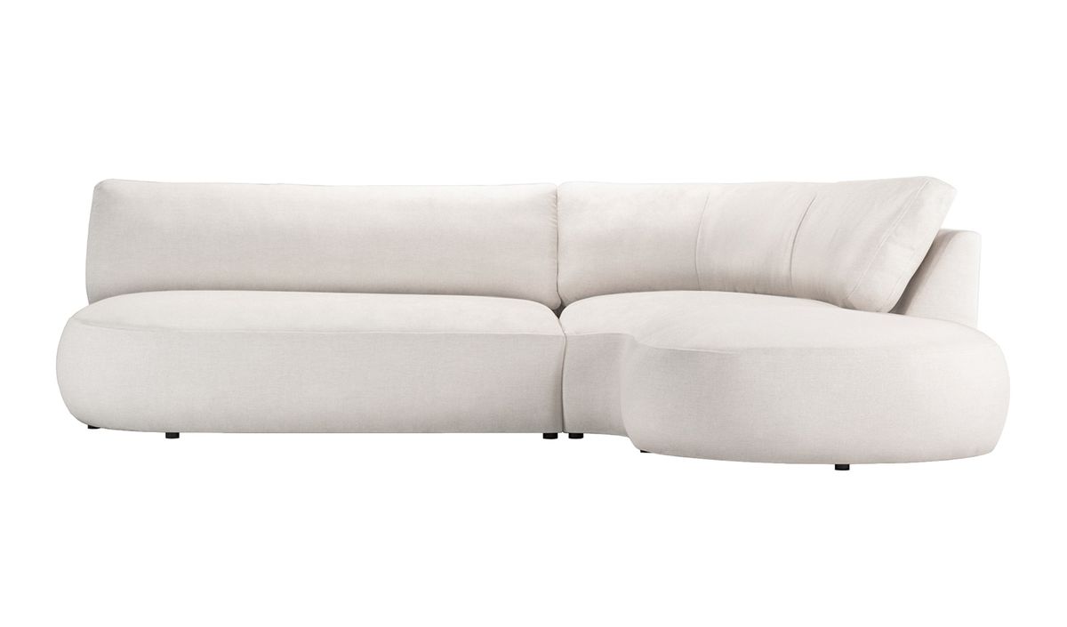 Canapé d’angle droit minimaliste Ace à forme arrondie, Wind 2 - crème