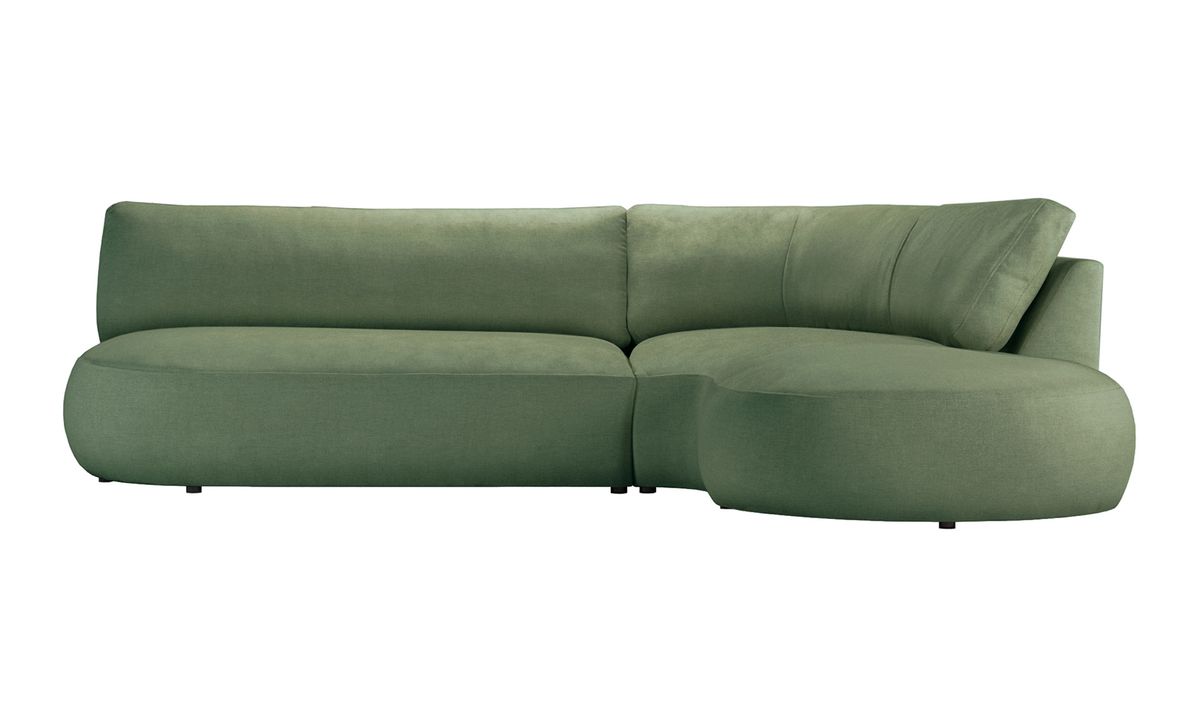 Canapé d’angle droit minimaliste Ace à forme arrondie, Wind 34 - vert