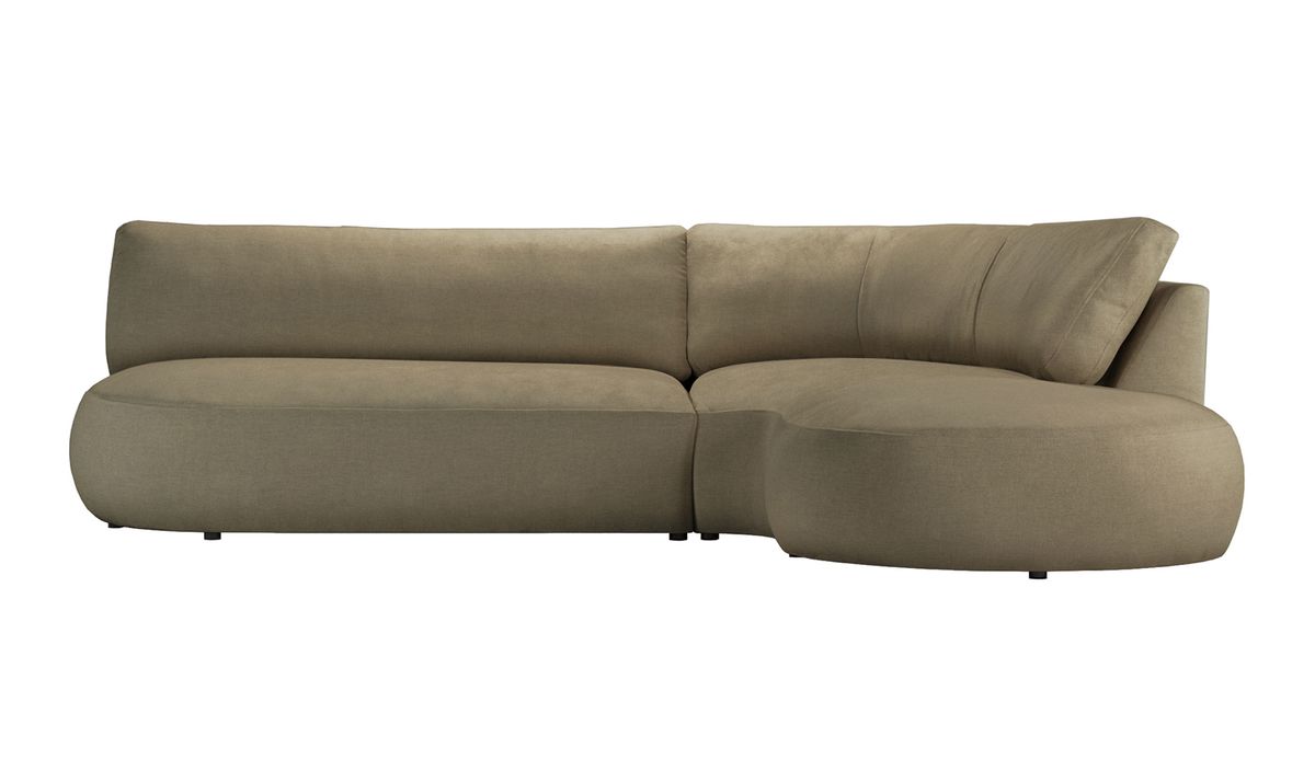Canapé d’angle droit minimaliste Ace à forme arrondie, Wind 38 - olive