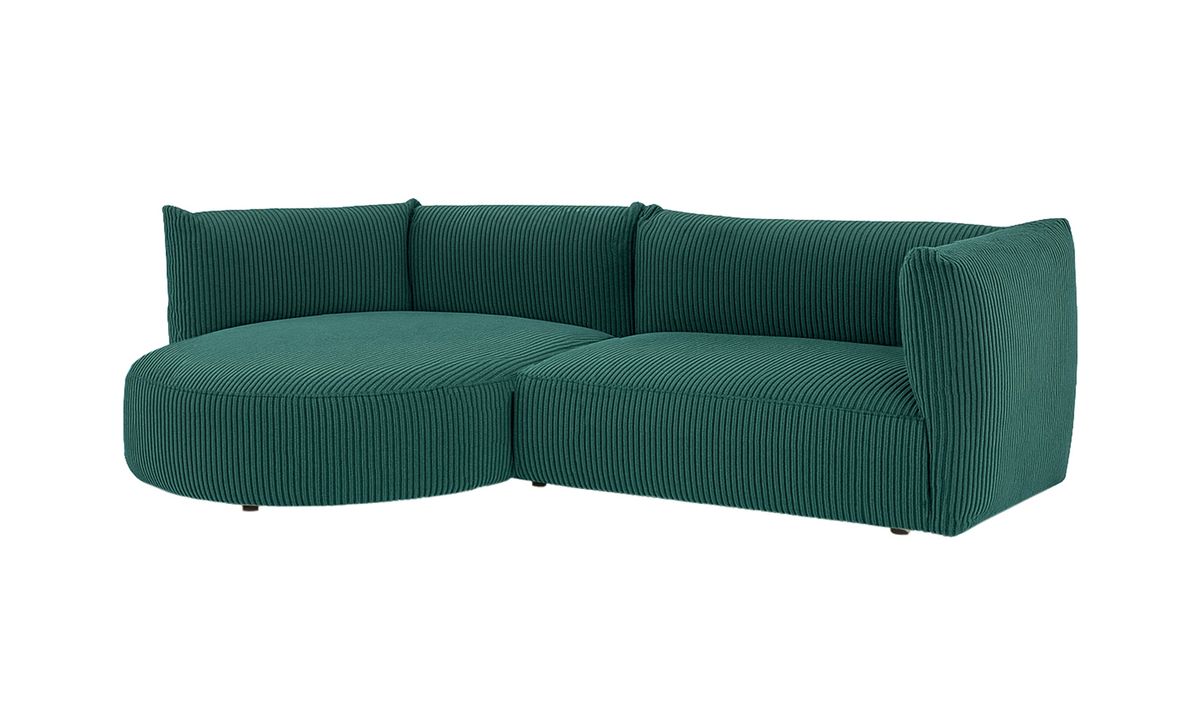 Canapé d’angle gauche Mollo moderne avec module ovale, Poso 14 - vert foncé
