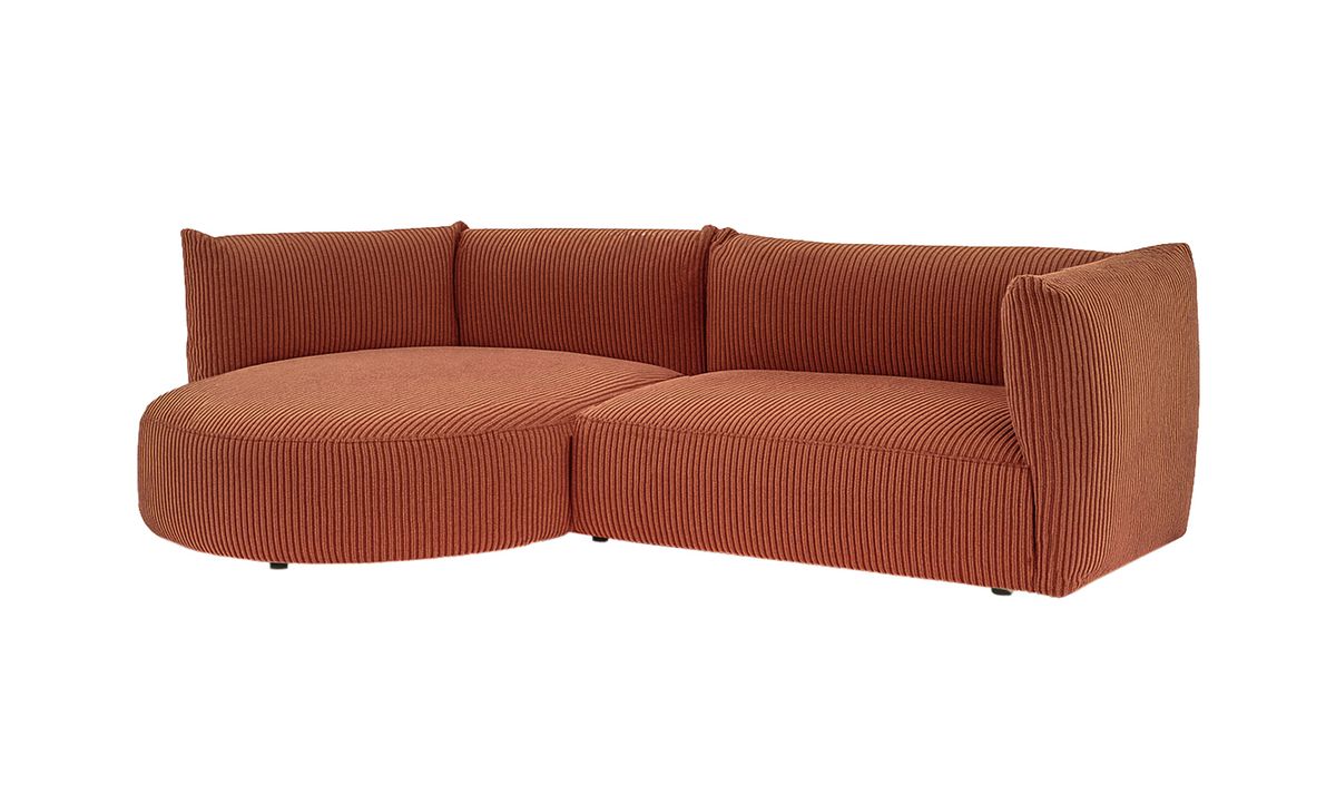 Canapé d’angle gauche Mollo moderne avec module ovale, Poso 40 - rouge brique